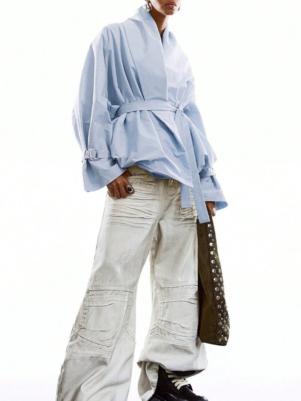Blue Casual Women's Minimalist Long Sleeve Windbreaker Jacket - Picture 6 of 8